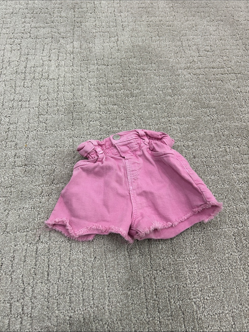 Zara Pink Paperbag Frayed Hem Shorts